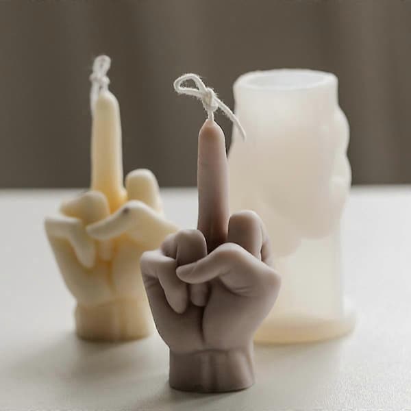 3D Håndformet Silikonform, 9,9 cm Gestlysform, Langfingerformet Støpeform i Harpiks for Lysfremstilling og Baking