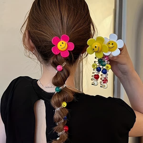 4 st Söta Solros Bubbla Fläta Håraccessoarer, Hög Elasticitet Scrunchies, Nya Premium Hårband för Hästsvans för Kvinnor [DB] Polychrome 4 st Polychrome 4pcs