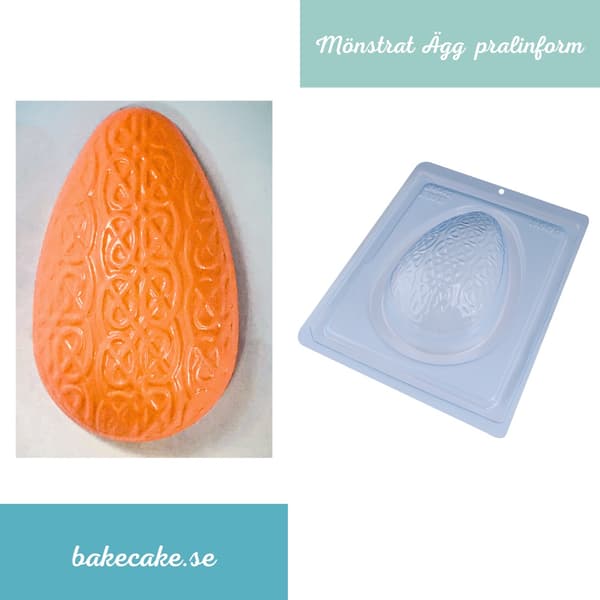 Pralinform Mønstret Egg 350g - Sjokoladeform - BWB 9442 - Spesiell 3-delt form Transparent transparent