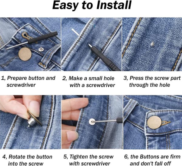 Jeans Buttons, 28 Pieces, 17mm, Bronze & Silver, Removable Screw-Threaded Rivets for Denim Jackets