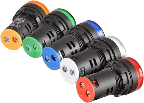Sett med 5 lyse LED-indikatorlamper AD16-22D/S - 22 mm 220 VAC 2