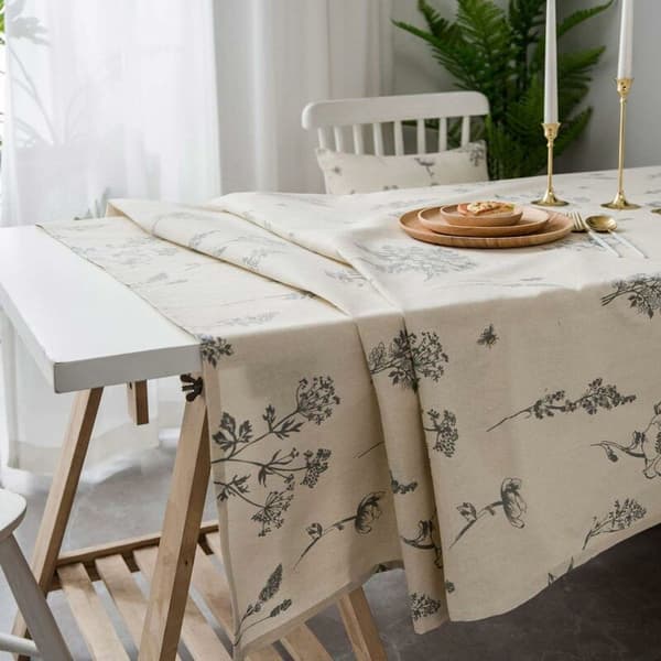 Liten bie blomstermønster skisse frisk duk bomull grå (140×160cm)