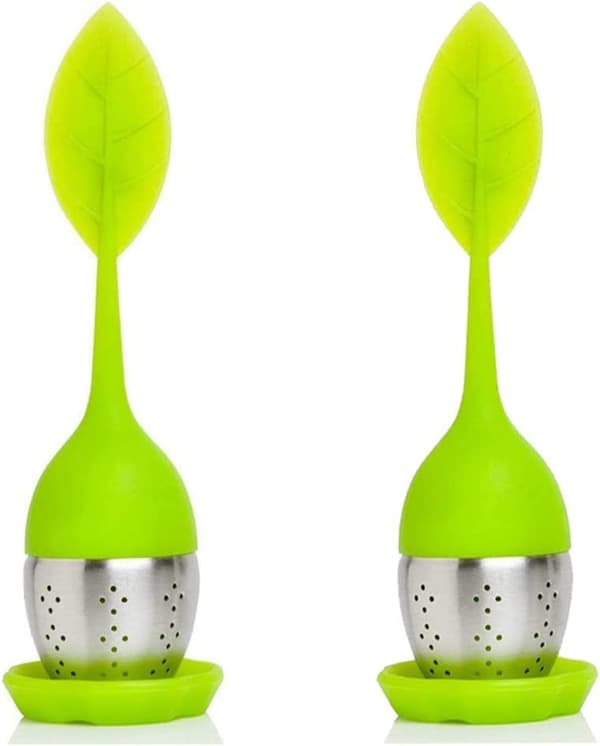 2 stk silikone-teinfuser, teinfuser, tesi, med silikonehåndtag, moderne bladform, til tesining
