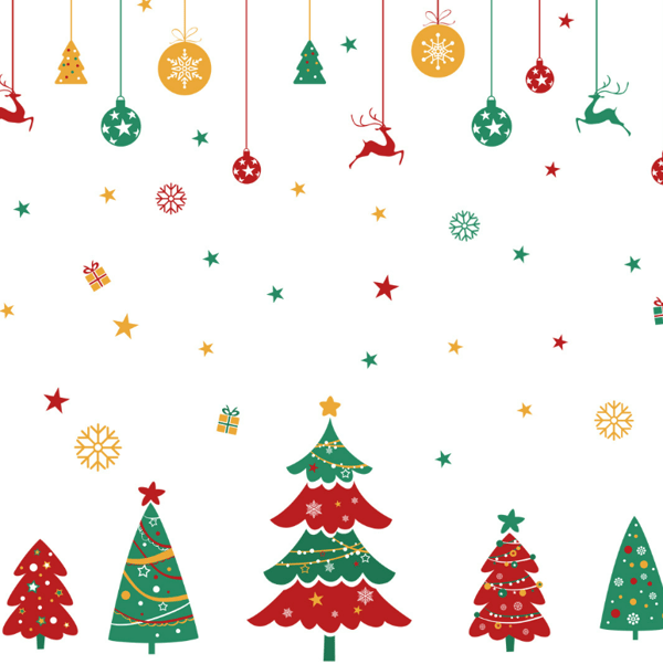 4 pcs Christmas Tree Wall Decals, Removable Christmas Wall Stickers