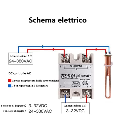 Enkeltfaset DC-AC Solid State Relæ SSR-40DA 40A Indgangsspænding 3