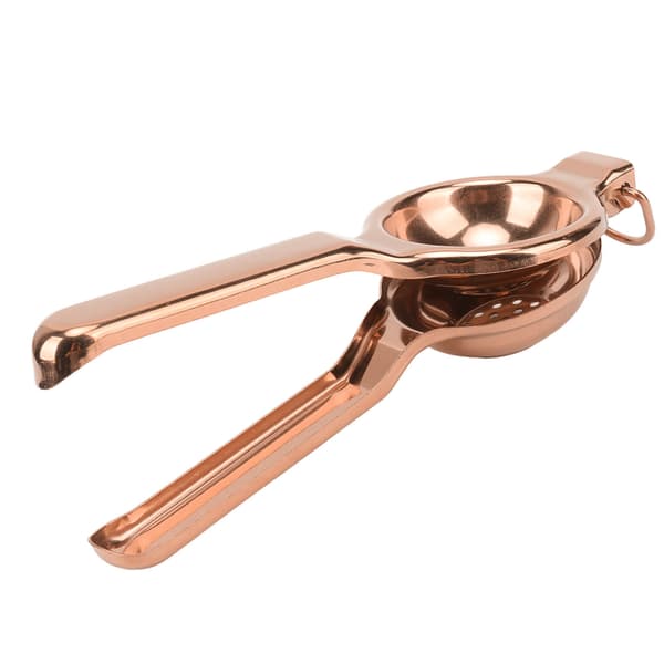 Stainless Steel Lemon Squeezer Ergonomic Ultra-Long Handle Handheld Juicer with Lifting Ring for Kitchen Rose Gold