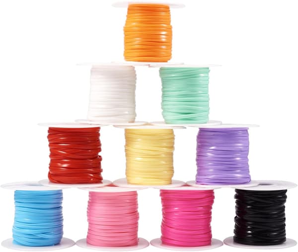 10 farver PVC gummisnor 2,5 mm flad håndværk til DIY smykkefremstilling