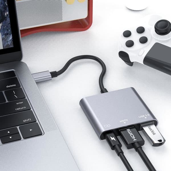 USB C - HDMI-moniporttisovitin, USB Type-C - 4K HDMI / USB 3.0 & USB-C PD -pikalatausportti, digitaalinen AV-sovitin