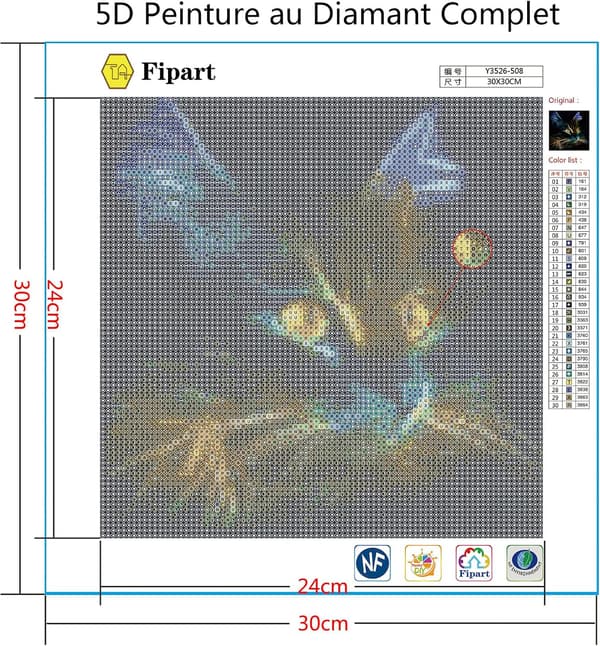 Diamantmålning, 5D DIY Diamantmålning Digital Väggdekor Kit, Svart Katt (30x30 cm)