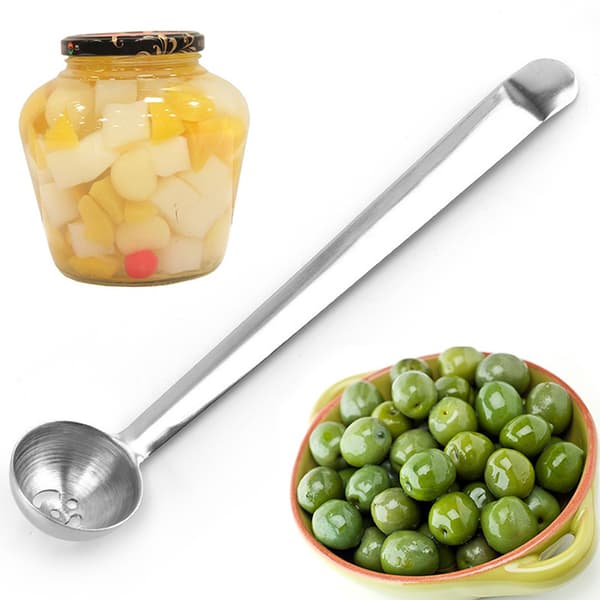 Oliven ske med afløbshuller i rustfrit stål med slidske J Silver