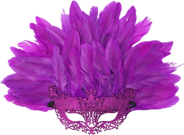 Maskerad ansiktstäckning Halloween fjäder halv ansikte hår Voilett - Voilett