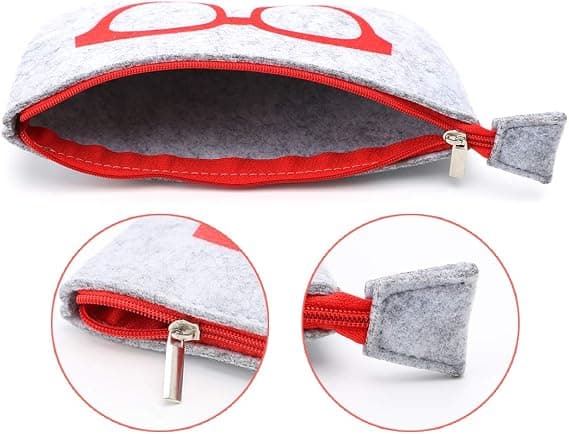 4-pack Portable Glasses Case Soft Felt Zip Pouch Eyeglasses Holder Makeup Storage Bag