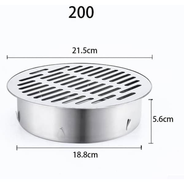 Afløbsrist i rustfrit stål - Metalrist mod tilstopning - Til balkon og gårdhave (200 mm)