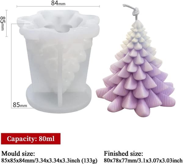 Julelysforme, 3D Juletræ Silikoneform til Lysfremstilling, DIY Håndværk Harpiksform til Duftlys, Sæbe, Slik, Chokolade