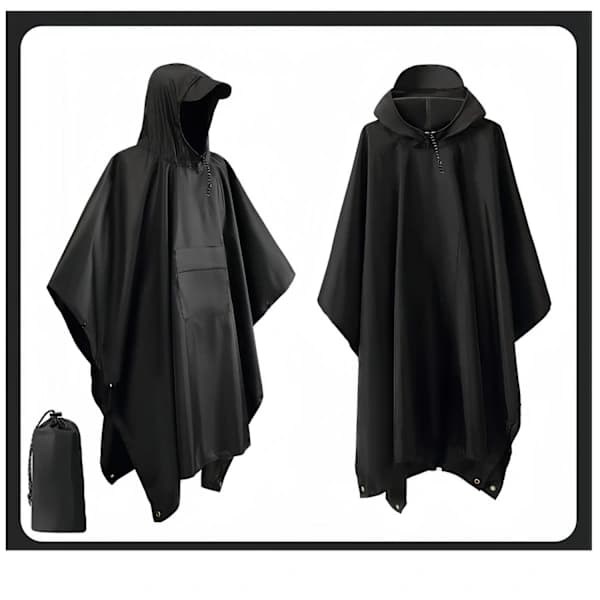 Vanntett poncho med hette og lommer