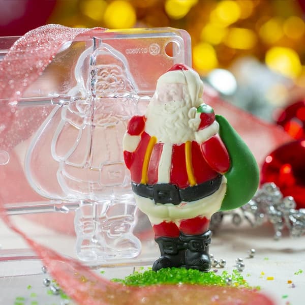 Julenissen 3D Tomte Pralinform 2st Polykarbonat Sjokoladeform Transparent transparent