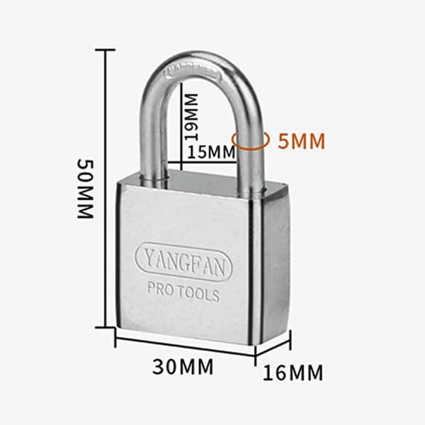 Padlock Anti-theft 30mm Shackle Waterproof Rust-resistant Security Lock 4 Keys Silver silver
