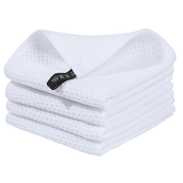 [LCS] 100% Cotton Waffle Weave Kitchen Dishcloths, Ultra Soft Absorbent Quick Dry Dish Towels White