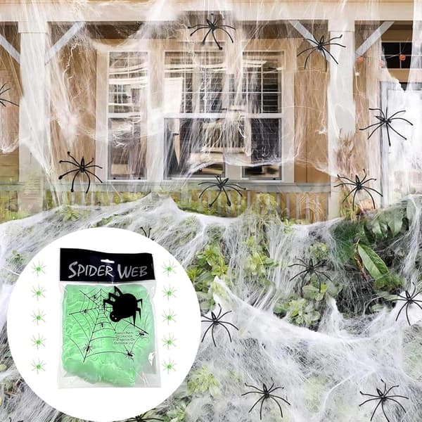 elastisk, blødt og genanvendeligt Halloween-spindelvæv