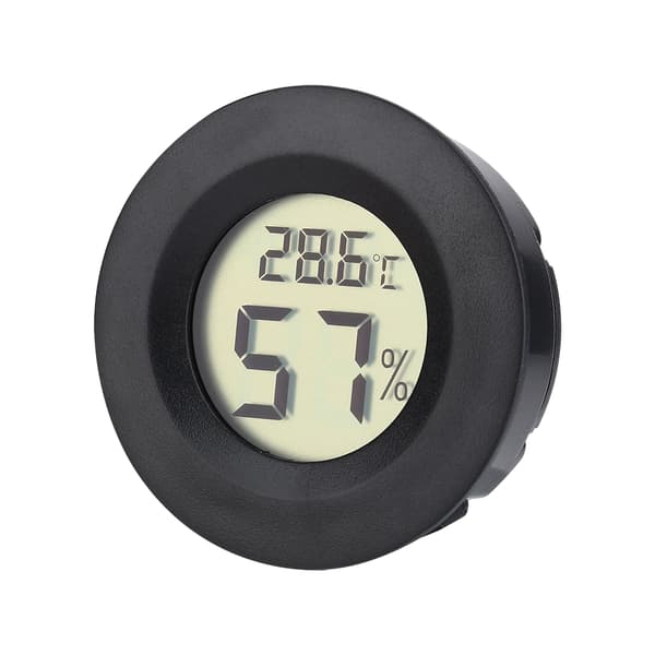 Hilitand Digital Cigar Humidor Hygrometer Termometer Sort Rund Urskive Lagertilbud