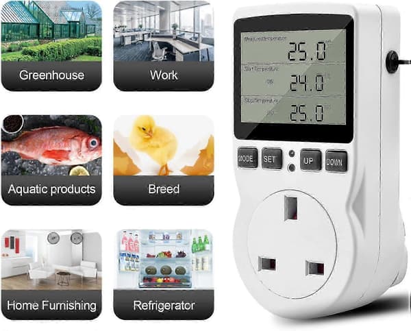 Digital Termostat, 230V Temperaturkontrol Stik, 13A Timer Switch Stik med Sensor til Krybdyr Drivhus Hjem Gæring EU EU