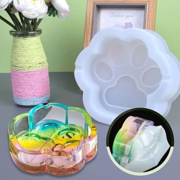 Epoxy Silicone Mold - Cat Paws - 16x16cm - White - DIY - Home Decor
