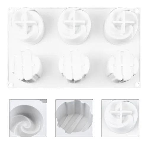 Silikonform Portionsbakelse Mousse Spiral Geometriska Linjer Vit white