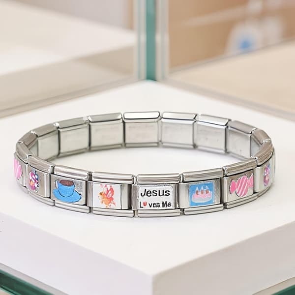 Modulärt armband med italienska berlocker, justerbart B - B