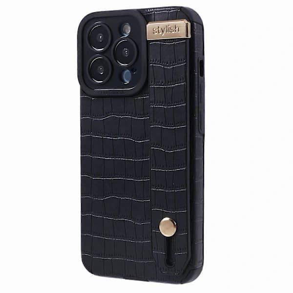 För iPhone 15 Pro Skal Krokodiltextur Telefonfodral PU Läder+TPU Skal