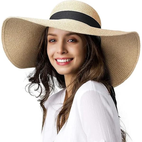 Foldbar Sommerstrandhat til Damer, Solhat med Bred Skygge