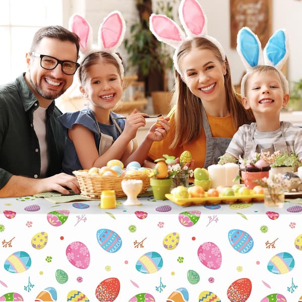 2-pack Easter Tablecloths - Colorful Easter Egg Tablecloths, 108 x 54 inches