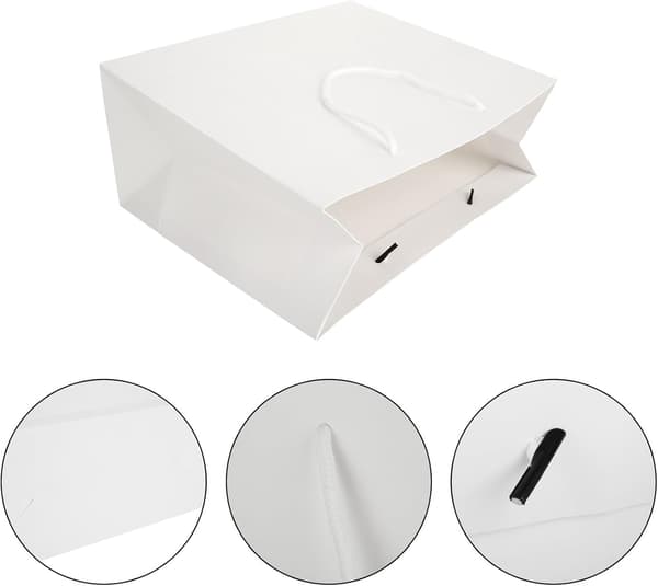 20 hvide gaveposer, 30x25x13CM hvid papirpose med håndtag, tykkelse 250g medium festpapir indkøbsposer gavepose