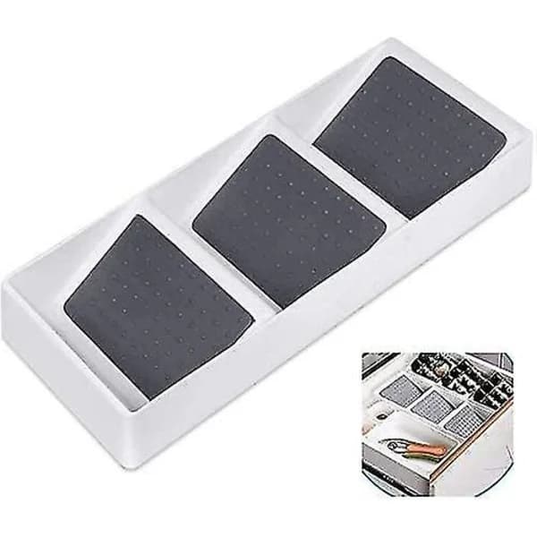 Spice Rack with 3 Non-Slip Compartments - Spice Storage - PP Drawer - Spice Rack - Spice Shelf 38.2 * 14.7 * 5 cm (Grey)