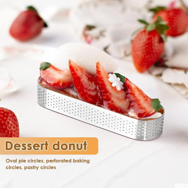 8 stk Dessert Mousse Ring, Oval Fruktterte Ring Kakeform Quiche Ring, Rustfritt Stål Pai Mousse Ring
