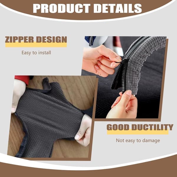 1 Pair Office Chair Armrest Covers - Removable, Elastic, Waterproof - Dust Cover, Armrest Protector - 45*16 cm - Grey