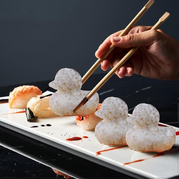 Risforme til sushifremstilling, 3 stk. Dinosaur/Kanin/And-form, Andeske Sushi