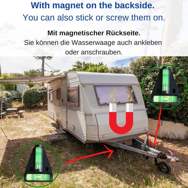 Magnetiskt T-format vattenpass, 2-pack litet smidigt husbilsvattenpass med magnet, husbilsvattenpass, utjämningsramp för husvagn, bilcampingstillbehör