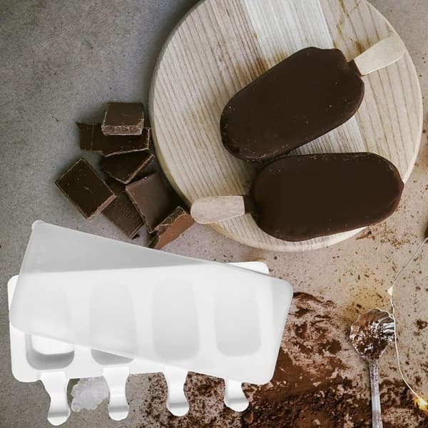 Ovale ispindeforme - 2 stk. ispindeforme med låg ispindeforme - Frossen chokolade (100 pinde)