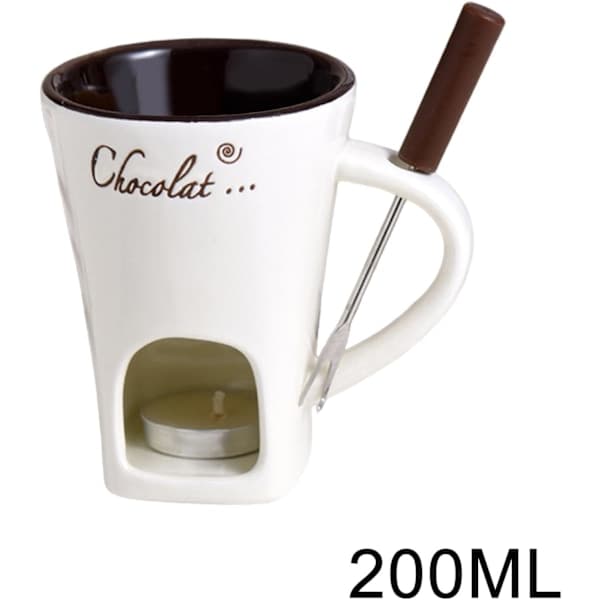 Fyrfadslys Fonduesæt, Keramisk Smeltedigel til Chokolade og Dessert Beige Beige