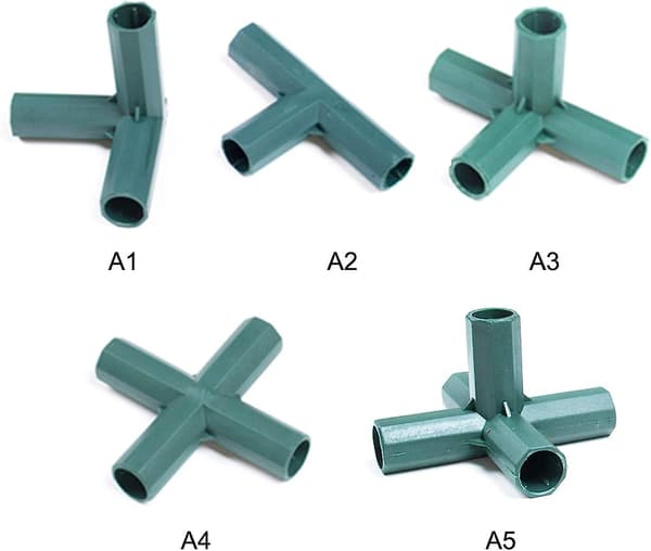 12-pak 3-vejs 16 mm PVC drivhusrammekoblinger