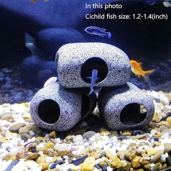 Aquarium Rocks for Fish to Play, Hide, and Rest On, Small Ceramic De