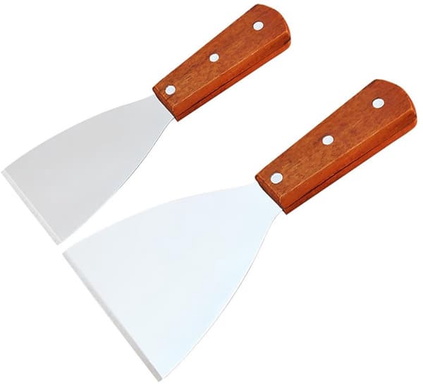 Teppanyaki Spatelsett - Rustfritt stål - 2 Deler - Trehåndtak