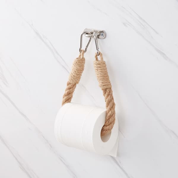 Luova WC-paperiteline hamppuköydestä, seinään asennettava pyyheteline