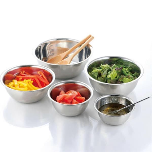 Rustfrie Blandeboller (sett med 5) for Salat Matlaging Baking