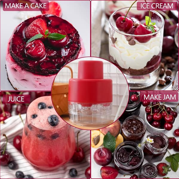 Cherry pitter with space-saving lock design; multi-functional tool for making cherry jam