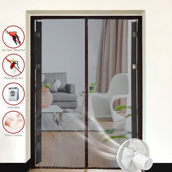Magnetisk Fluenet - 90 x 210 cm - Sort - Skærmdør - Fluedør