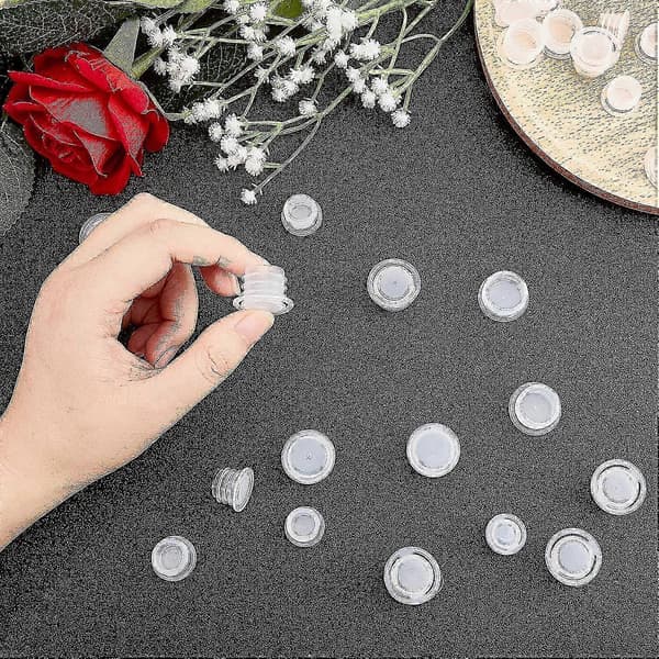 50 Pcs Silicone Salt and Pepper Shaker Stoppers with Pull Tab Plastic Salt Shaker Plug Replacement Clear Stopper Round End Hole Tube Plug