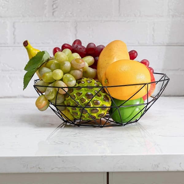 Metal Fruit Basket, 2 Pieces Iron Fruit Basket Storage Basket Bread Vegetable Drain Basket