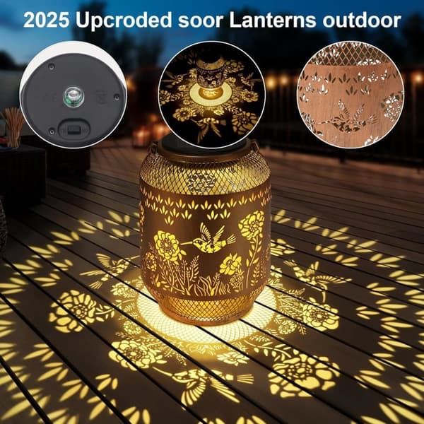 Solar Light Outdoor with Hanging Hook - Solar Powered Garden Light Butterfly/Hummingbird