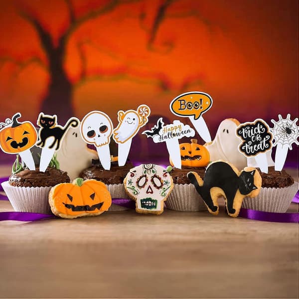 Halloween Cupcake-stativ med Halloween Kagepynt til Halloweenfest